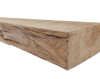 Hand Hewn Beam Shelf - With Heavy Duty Flush Mount (no gap) Floating Bracket - Free Shipping