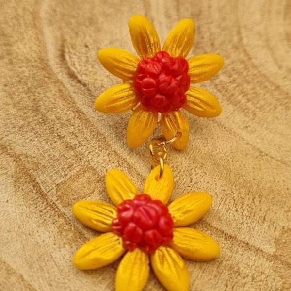 RaspberrySunflower earrings