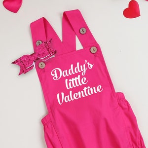 Daddy&#39;s Little Valentine Bubble Romper, Glitter Headband Matching With Pink Romper, Smocked Valentine Dress, Baby Girl Valentine Outfit Sets