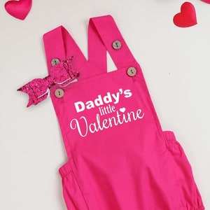 Daddy&#39;s Little Valentine Bubble Romper, Glitter Headband Matching With Pink Romper, Smocked Valentine Dress, Baby Girl Valentine Outfit Sets