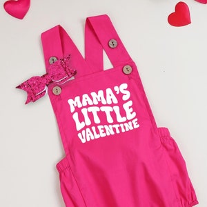 Mama&#39;s Little Valentine Bubble Romper, Glitter Headband Matching With Pink Romper, Smocked Valentine Dress, Baby Girl Valentine Outfit Sets
