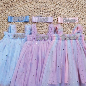 Baby Girl Tutu 1st Birthday Outfit Rainbow Pastel Tutu Dress Boho Cake Smash Outfit 1st Birthday Gift First Birthday One Dress Sparkle Dress