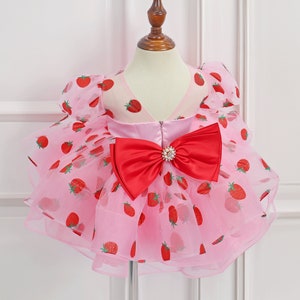 FLUFFY BABY DRESS | Red Flower Strawberry Sequin Baby