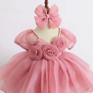 Dusty Rose Summer Girl Dress Handmade Tutu Girl Dress Personalized Girl Clothes FLUFFY BABY DRESS 1st Birthday Outfit Gift For Baby Girls