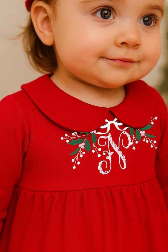 Monogrammed Girl's Christmas Dress, Girls Christmas Outfit, Girl's Christmas Tree Dress, Girls Christmas Dress, Toddler Girls Christmas Outf