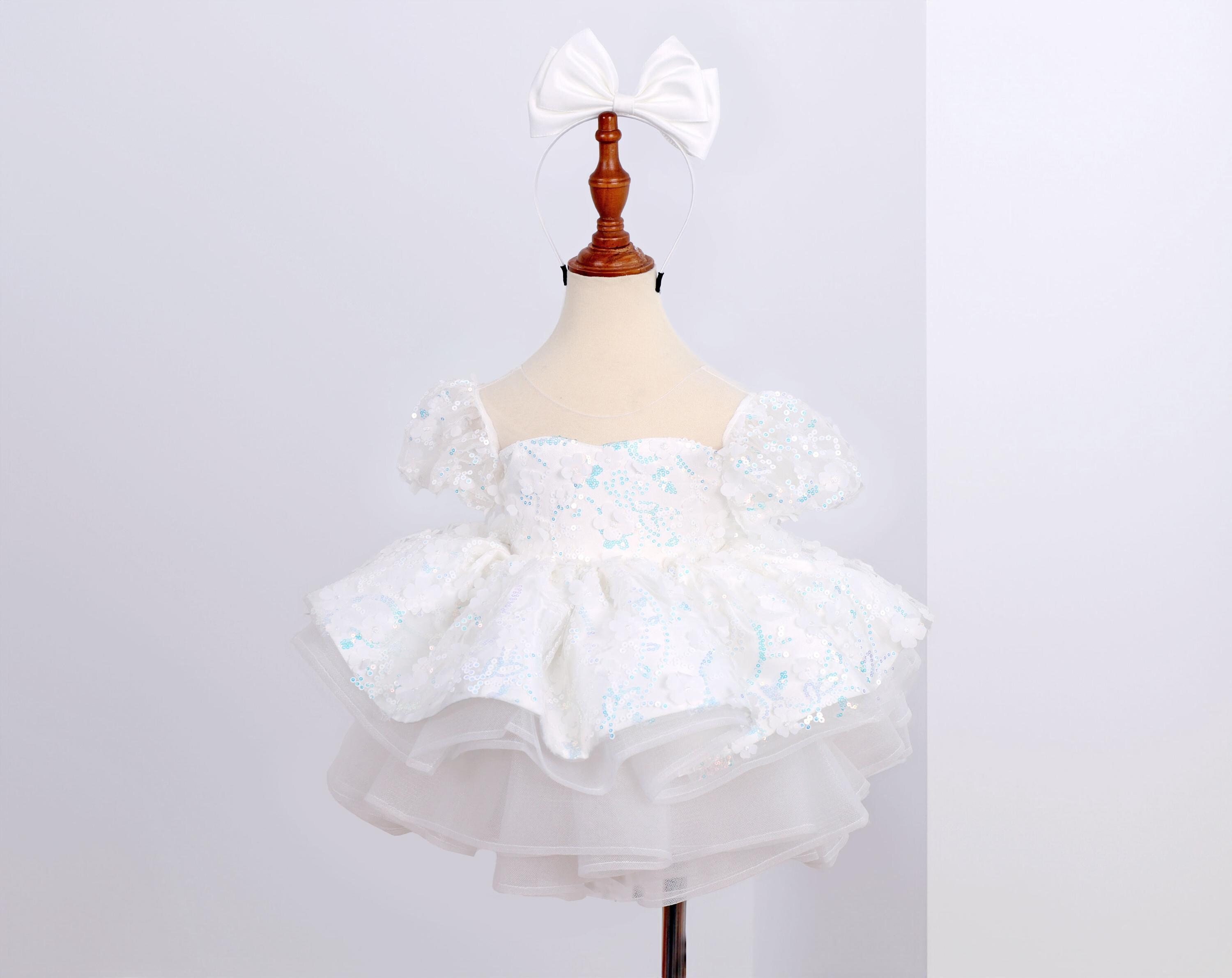 blue dress for baby girl Right Moment Lace Overlay Frill Mini Dress White main image 1