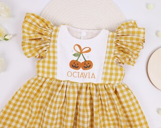 Vestido De Abóbora Para Meninas - Halloween E Ação De Graças Mangas Compridas