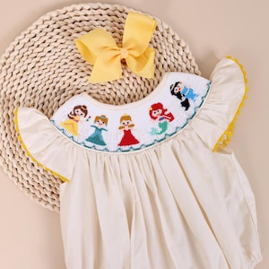 Smocked Princess Romper-Smocked Bubble Romper-Birthday Party Dress, Baby Girl 1St Birthday Outfit Set,Baby First Birthday, Princess Birthday