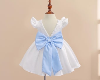 Blumenmädchen Kleid mit Perlen, Elfenbein Mädchenkleid, Mini Braut Kleid, Hochzeitskleid für Mädchen, Tüll Blumenmädchen, Kinder Abendkleid, Prinzessinnenkleid