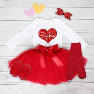 Personalized Valentine Day Bubble Dress,First Valentine Day Outfit Set,Valentines Day Girl Tutu Dress Glitter Heart, Sibling Matching Outfit