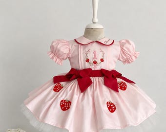 Berry First Birthday Outfit, Personalized Baby Girl Strawberry Dress, Sweet One Baby Dress, Baby Shower Gift, Birthday Strawberry Dress