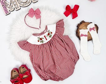 Berry First Birthday Outfit, Personalized Baby Girl Strawberry Dress, Sweet One Baby Dress, Baby Shower Gift, Birthday Strawberry Dress