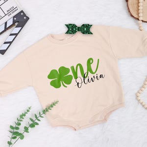 Personalized Baby Sweaters, Custom Name Shamrock New Born Outfit, St.Patrick&#39;s Day Baby Outfit, 4 Leaf Clover Baby Gift, Lucky Charm Baby