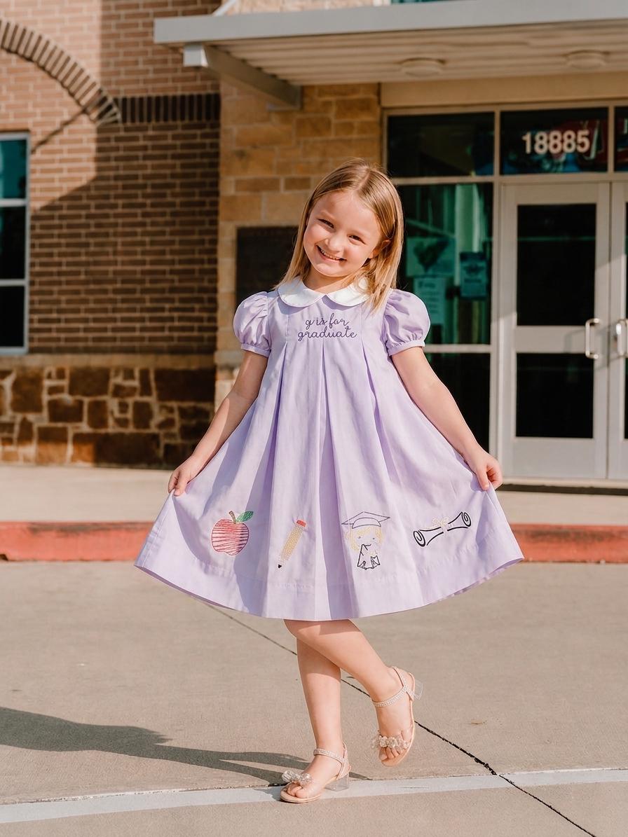 prek graduation dress Personalized for Girl,preschool Pre-k TK Kindergarten Grad Outfit,embroidered Cap, Diploma,g is for Graduate School Dress dress ideas preschool graduation graduation dress for kindergarten