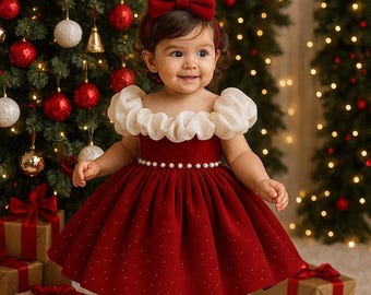 Generisch Kerstoutfit voor kinderen, meisjes, kerstjurk, Merry