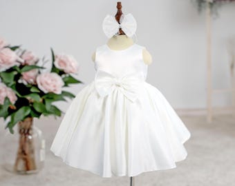 Communion Dress, Ivory Flower Girl Dress, Wedding Girl Dress, Flower Girl Dress, Flower Girl Dresses, Satin Flower Girl Dress, Unique Dress