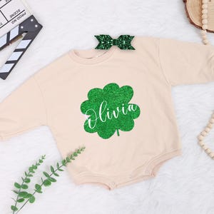 Personalized St. Patrick&#39;s Day Baby Sweaters, Shamrock New Born Outfit, St.Patrick&#39;s Day Girl Outfit, 4 Leaf Clover Gift, Lucky Charm Baby