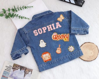 Personalized Hand-Embroidered Denim Jacket for Toddlers, Custom Name Jacket for Girls Custom Denim Jackets for Baby Jean Jacket Toddler Name