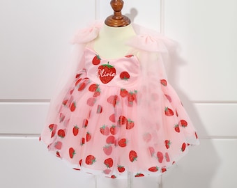 Personalized Berry 1st Birthday Outfit, Custom name Baby Girl Strawberry Clothes Set Sweet One dress, Baby Shower Gift Cake Smash Photoshoot