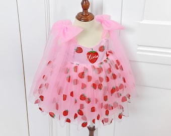 Custom Name Berry 1st Birthday Outfit, Custom Baby Girl Strawberry Clothes Set, Sweet One Baby dress, Baby Shower Gift Cake Smash Photoshoot