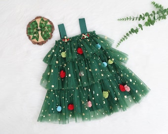 Christmas Dress for Toddler Girl, Matching Sisters Christmas Outfit, Christmas Tutu Dress, Christmas Tree Dress, Cute Ugly Christmas Outfit