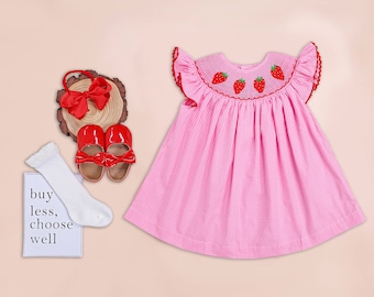 Berry First Birthday Romper, Hand Embroidery Baby Girl Strawberry Clothes Set, Sweet One Baby dress, Baby Shower Gift, Cake Smash Photoshoot