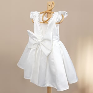 White Pearl Flower Girl Dress V-Back White Pearl, Ivory Baby Dress, White Flower Girl Dress,Girl Dress tulle, Wedding Dress, Wedding Girl
