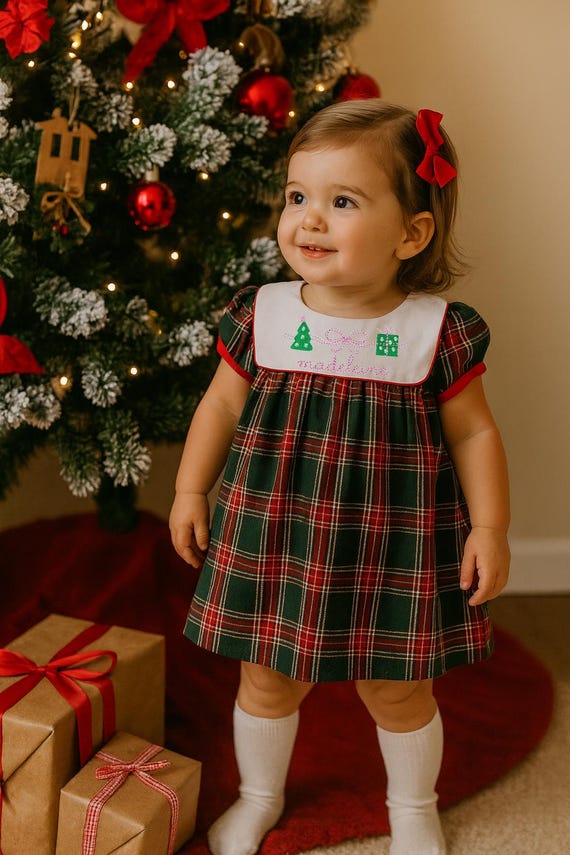 embroidered christmas dress Christmas Dress Girls Embroidered Princess Dress Girls Christening Dress main image 1