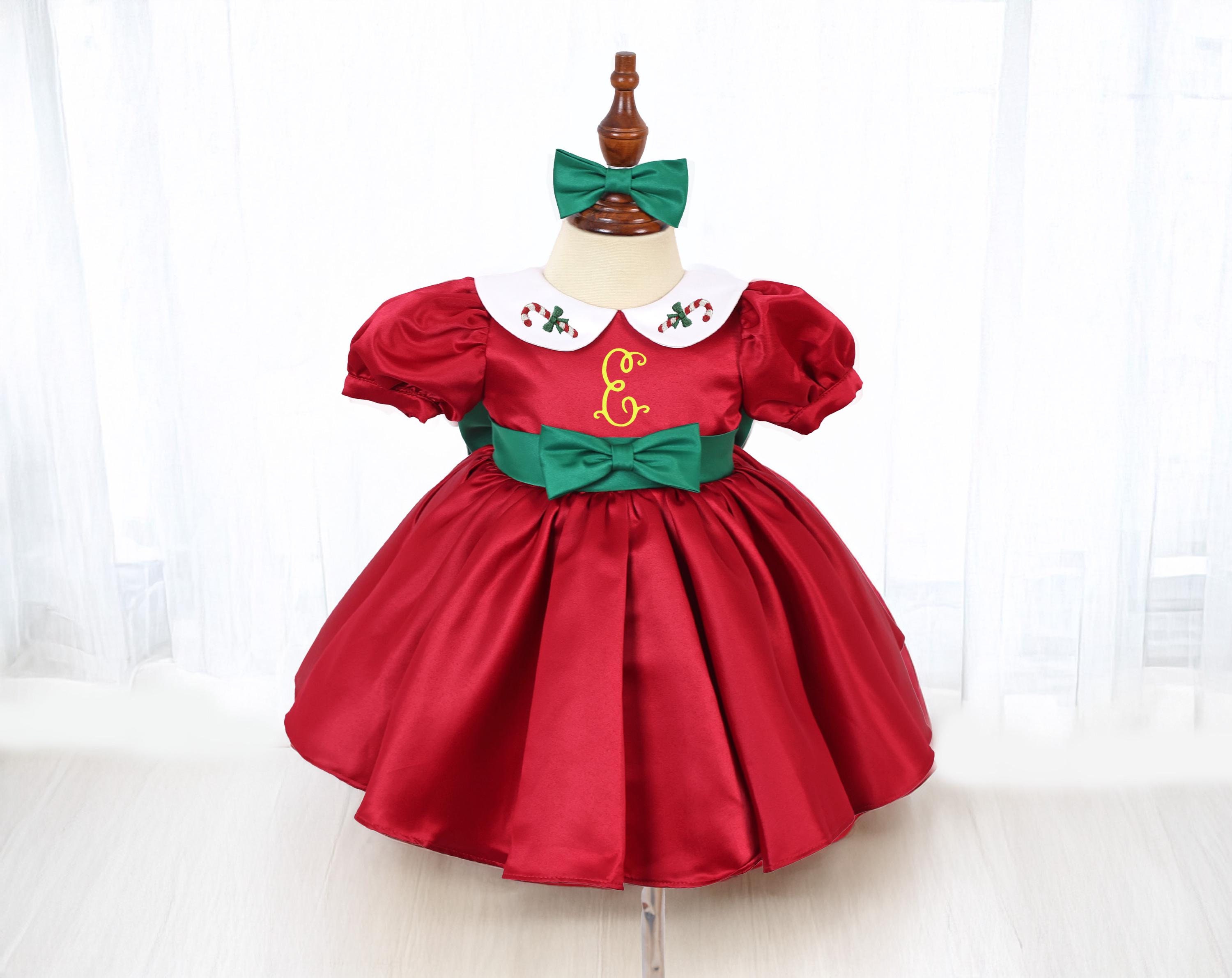 刺繍モノグラムキャンディケインクリスマスベビーガールドレス 刺繍モノグラムキャンディケインクリスマスベビーガールドレス