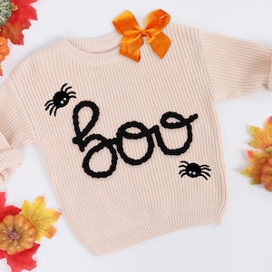 Personalized Embroidered Name Baby Sweater, Happy Halloween, Custom Baby Name Sweater, Baby Girls Sweater With Name, Gift For Baby Girls Boy