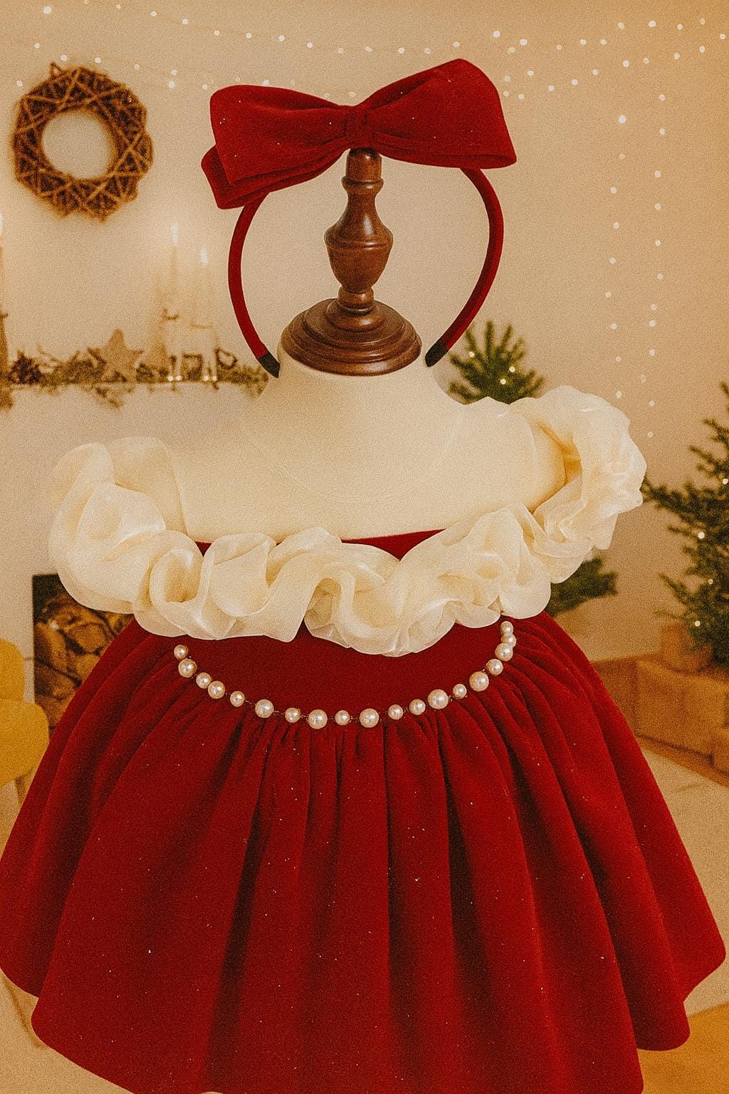 white christmas dresses Red Velvet Baby Dress | Harper Velvet Dress main image 0