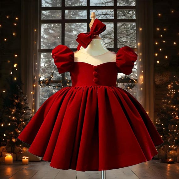the holiday velvet baby dress Abel & Lula Baby / Toddler Girls Red Velvet Holiday Party Dress 12M main image 0