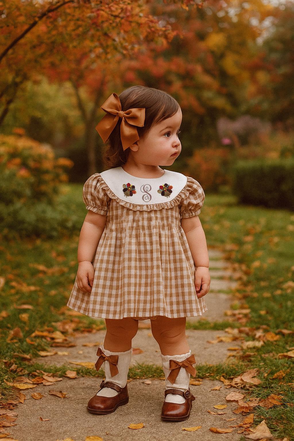 dark brown baby dress Fall Winter Heirloom Smocked Brown Dress for Girls main image 1