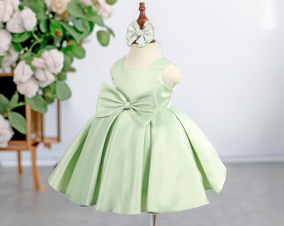 Satin Flower Girl Dress, Junior Bridesmaid Dress, Satin Lace Flower Girl Dress, Rustic Flower Girl Dress, Communion Dress, Back To School