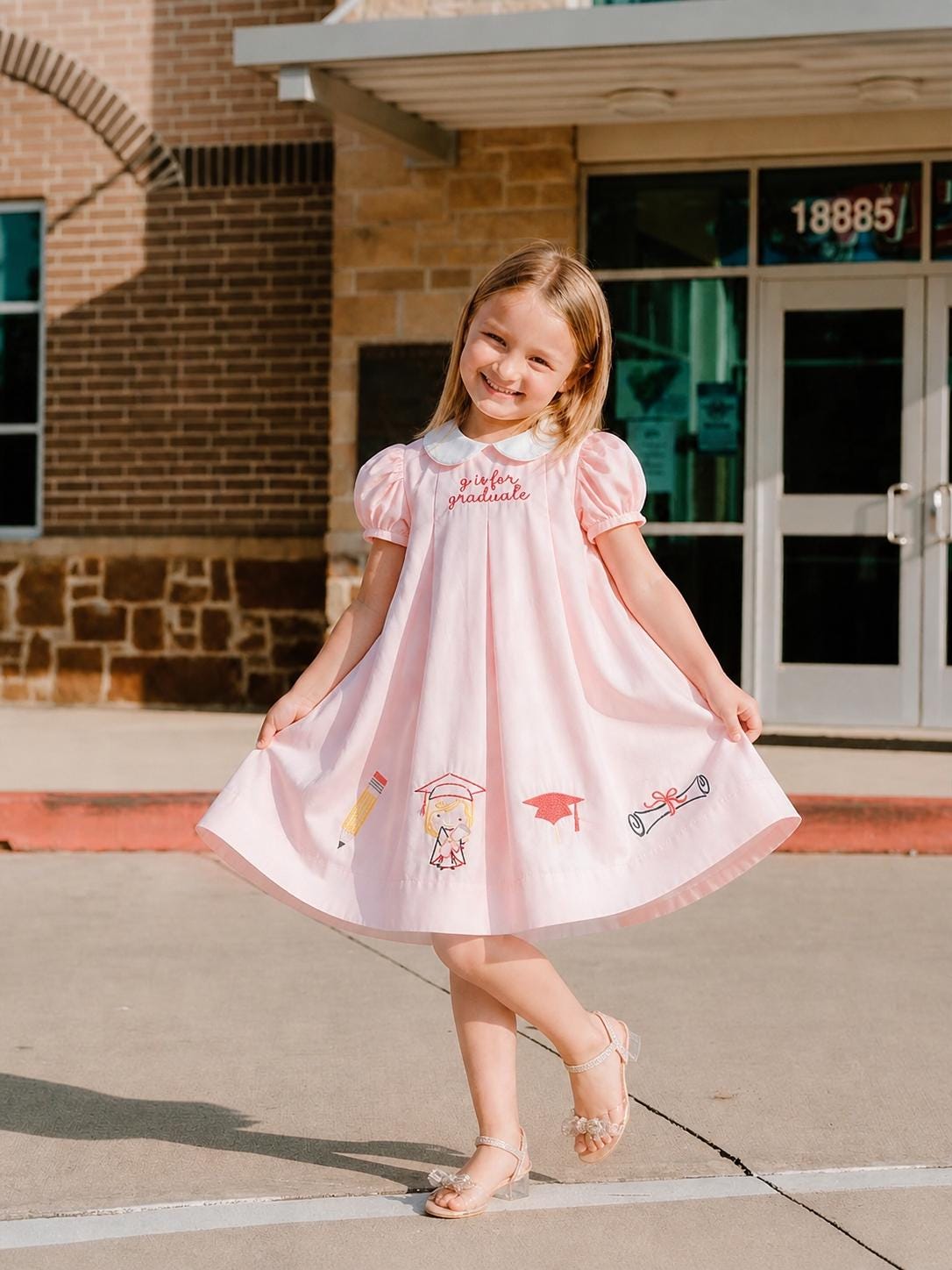 kindergarden graduation dress Personalized for Girl,preschool Pre-k TK Kindergarten Grad Outfit,embroidered Cap, Diploma,g is for Graduate School Dress preschool graduation kindergarten graduation dress code