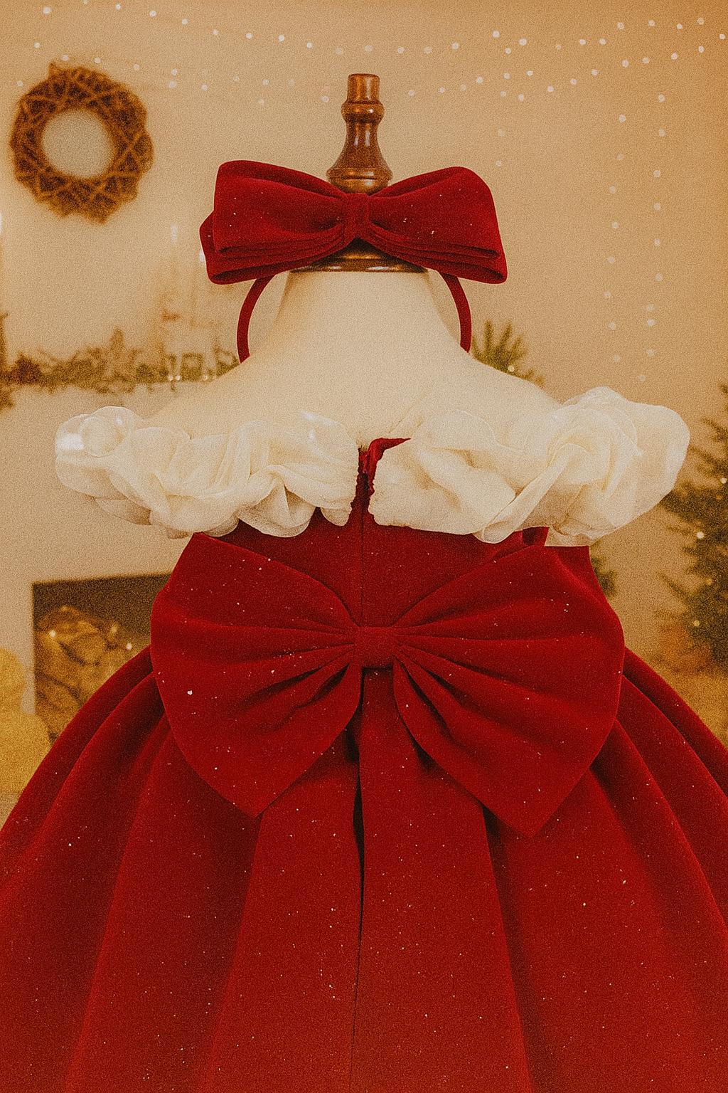 newborn red velvet christmas dress Sophie & Lucas Baby Girls Velvet Christmas Bubble with White Petal Collar