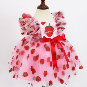 Personalized Berry 1st Birthday Outfit, Custom name Baby Girl Strawberry Clothes Set Sweet One dress, Baby Shower Gift Cake Smash Photoshoot