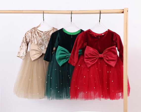 2024 Christmas Girl Dress, Christmas RED VELVET Pearls Tulle Baby Girl Dress,  Holiday Toddler Dress, Girl Pearls Tulle Dress, Occasion Dress - Etsy