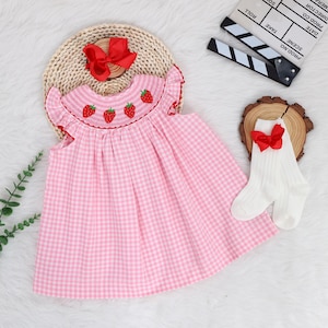 Birthday Strawberry Romper Bubble, Smocked Romper, Berry First Birthday, Sweet One Romper, Strawberry Theme, Pink Gingham, Summer Outfit