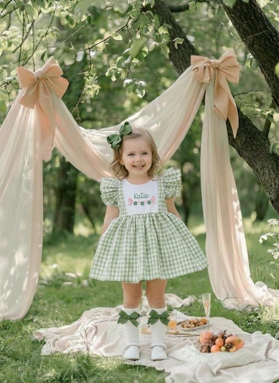 green gingham toddler dress Hello Simone Malice Dress Gingham Green