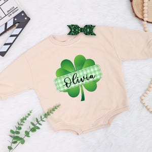 Personalized St. Patrick&#39;s Day Baby Sweaters, Shamrock New Born Outfit, St.Patrick&#39;s Day Girl Outfit, 4 Leaf Clover Gift, Lucky Charm Baby