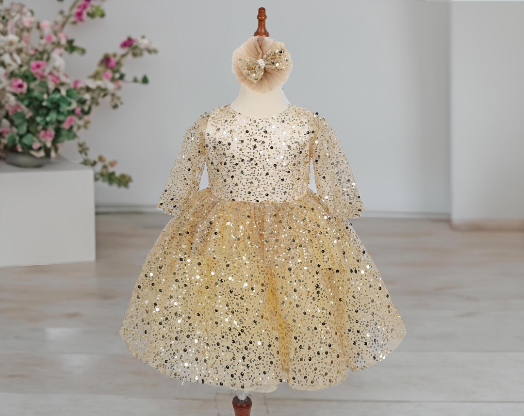 Stunning Red and Gold Sequin Baby Girl Dress main image 1