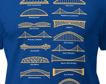Pittsburgh Bridges Unisex Colorful Tee/T-Shirt
