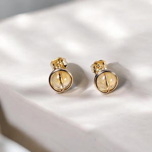 November Birthstone/ Citrine Stud Earrings/ 14K Gold Filled/ Sterling Silver/ Wire Wrapped Earrings/ Gift