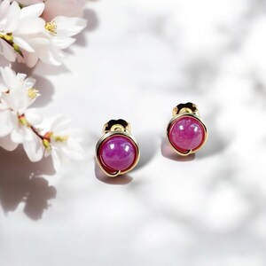 July Birthstone/ Ruby Stud Earrings/ 14K Gold Filled/ Sterling Silver/ Wire Wrapped Gemstone Earrings/ Gift