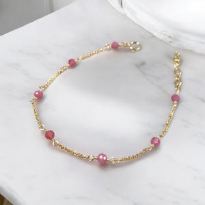 Tourmaline Bracelet / Dainty beads bracelet/ Gemstone Bracelet / 14K gold filled/ By the yard/ Gift/ October Birthstone