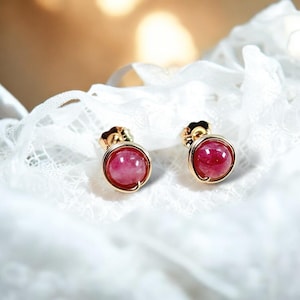 October Birthstone/ Tourmaline Stud Earrings/  14K Gold Filled/ Sterling Silver/ Wire Wrapped Gemstone Earrings/ Gift