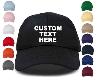 Custom Embroidered Baseball Cap, Personalized Text, Adjustable Unisex Hat, Dad Hat