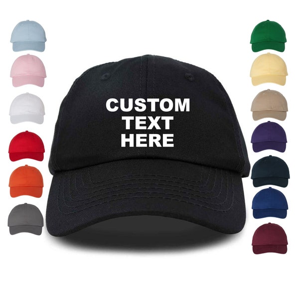 Custom Text Embroidered Unisex Baseball Cap, Adjustable Hat, Custom Your Text Hat