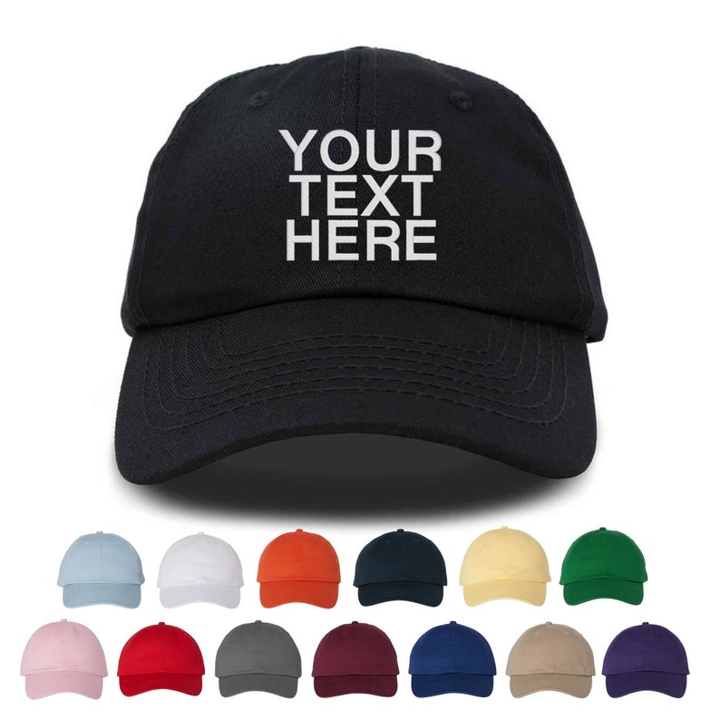 Personalized Text Embroidered Unisex Baseball Cap, Adjustable Hat, Custom Text Hat, Custom Unisex Dad Hat image 1